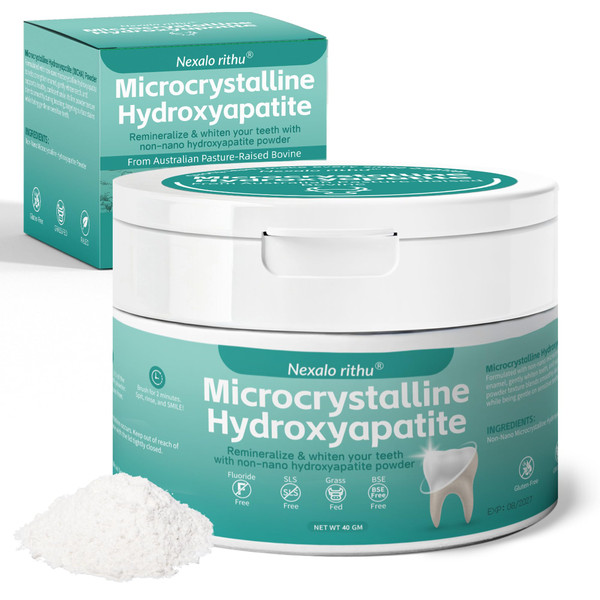 100% Pure Microcrystalline Hydroxyapatite Powder,Non-Nano | MCHA for DIY Oral Care | Remineralization, Sensitivity Relief&Whitening | Natural Source from Australian BSE-Free, Pasture-Fed Cattle, 40g
