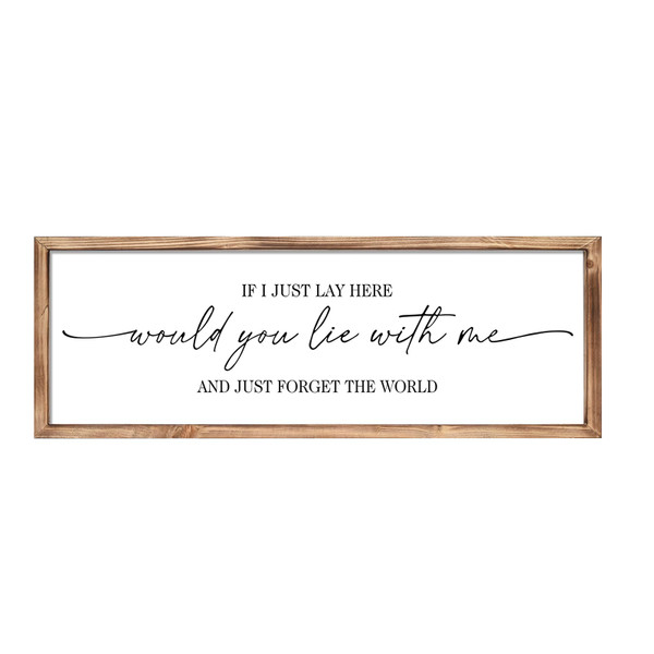 Farmhouse Bedroom Wall Art Above Bed with Title If I Just Lay Here Would You Lie With Me, Large Framed Wall Sign for Master Bedroom Wall Decor, Rustic Wall Art for Home Decor 42 x 15 Inch