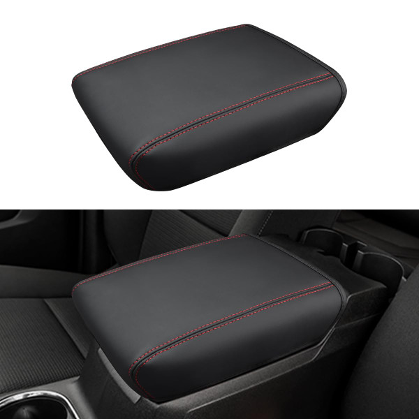 INTGET Center Console Cover for 2026 Chevy Colorado/GMC Canyon Accessories 2023 2024 2025 Trail Boss/Truck/ZR2/AT4 Car Interior Leather Middle Armrest Arm Rest Lid Pad (Red Stitches, 2023+)