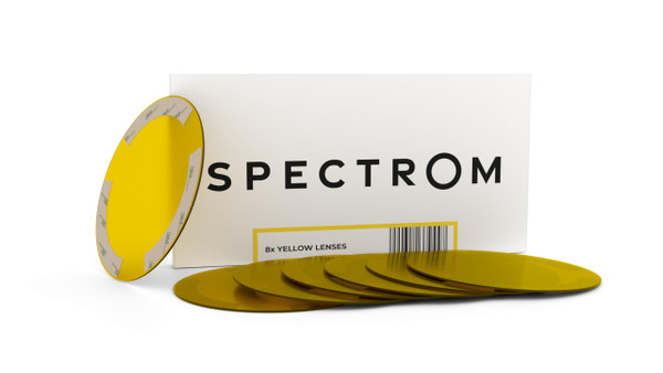 SPECTROM Recessed Light Covers - Yellow 8-Pack, Peel-and-Stick, 5" Lenses - Fits light Opening up to 4", Can Light Covers & Light Gels for Indoor & Outdoor, Ideal for Holiday and Themed Party Decor