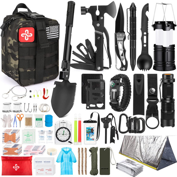 Survival Kit, 250Pcs Survival Gear First Aid Kit with Molle System Compatible Bag and Emergency Tent, Emergency Kit for Earthquake, Outdoor Adventure, Hiking, Hunting, Gifts for Men Women Survival Kit, 250Pcs Survival Gear First Aid Kit with Molle System Compatible Bag and Emergency Tent, Emergency Kit for Earthquake, Outdoor Adventure, Hiking, Hunting, Gifts for Men Women