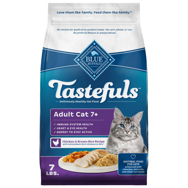 Blue Buffalo Tastefuls Adult 7+ Natural Dry Cat Food, Chicken 7lb bag Blue Buffalo Tastefuls Adult 7+ Natural Dry Cat Food, Chicken 7lb bag