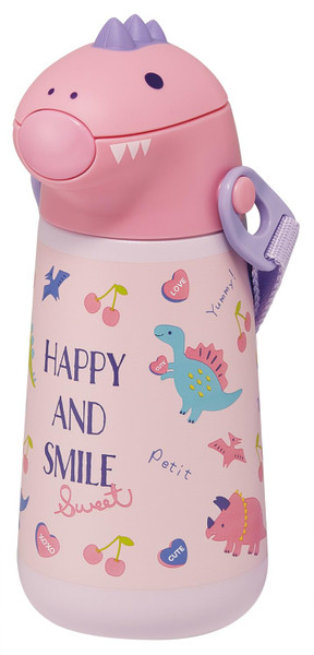 Skater SSH4D-A 3D Stainless Steel Drinking Straw, 12.5 fl oz (370 ml), Vacuum Double Layer, Cold Insulated, Happy & Smile