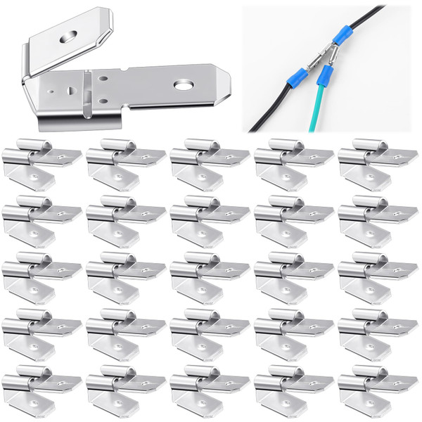 Tellegloww 25 Pcs Double Spade Wire Connector Piggyback Male Female 3 Way