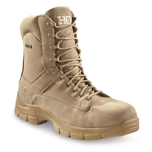 HQ ISSUE Men's Waterproof Classic 8" Side Zip Desert Tactical Boots Desert 12D (Medium)