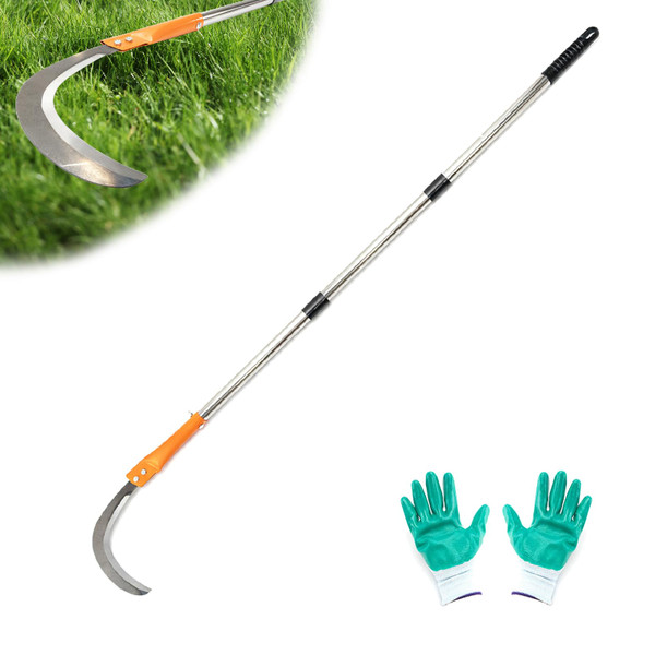 Haipeiyl High-Branch Weeding Sickle, Stainless Steel Long-Handled Lightweight Sickle, Sharp Straight Blade Surface Sickle, Extended Upright Scythe, for Garden Yard and Small Branch high Above Pruning