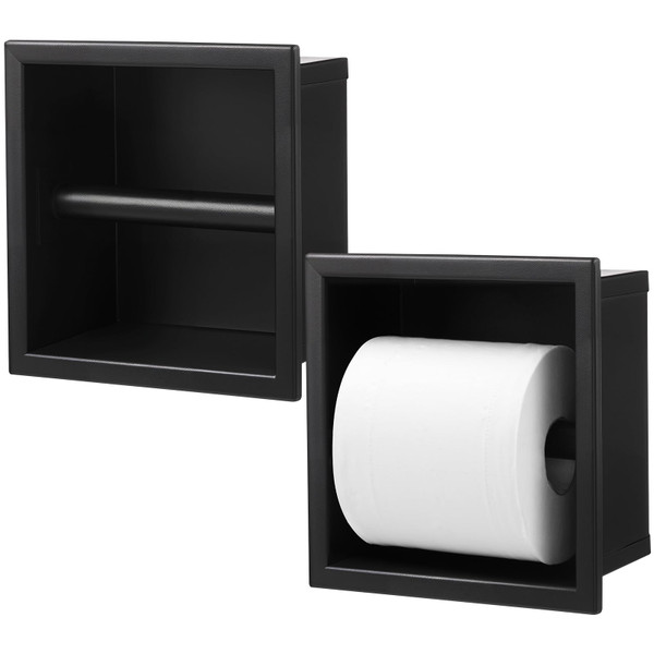 Honeydak Recessed Toilet Paper Holder, 6.7 × 5.7 × 3'', Black