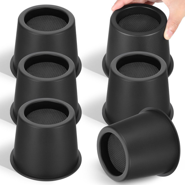 IANFAN 6 Pack Round Bed Risers 4 Inch Heavy Duty, Black Bed Lifts Risers Support up to 3300 Lbs Furniture Risers for Bed Desk Table Sofa Couch