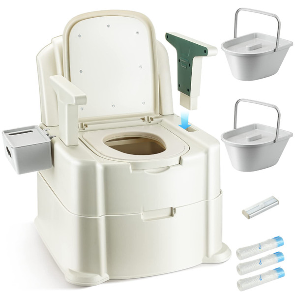 Hybodies Bedside Commode, Portable Toilet for Adults, Commode Chair for Toilet with Arms, Height Adjustable, 2 Toilets and Induction Night Light, Potty Chair for Elderly and Disabled Hybodies Bedside Commode, Portable Toilet for Adults, Commode Chair for Toilet with Arms, Height Adjustable, 2 Toilets and Induction Night Light, Potty Chair for Elderly and Disabled