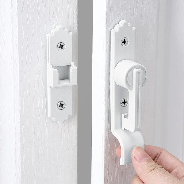 2 Packs 180 Degree White Barn Door Lock, Flip Gate Latch with Handle