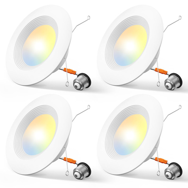 Amico 4 Pack 5/6 inch 5CCT LED Recessed Lighting, Retrofit Can Light, White