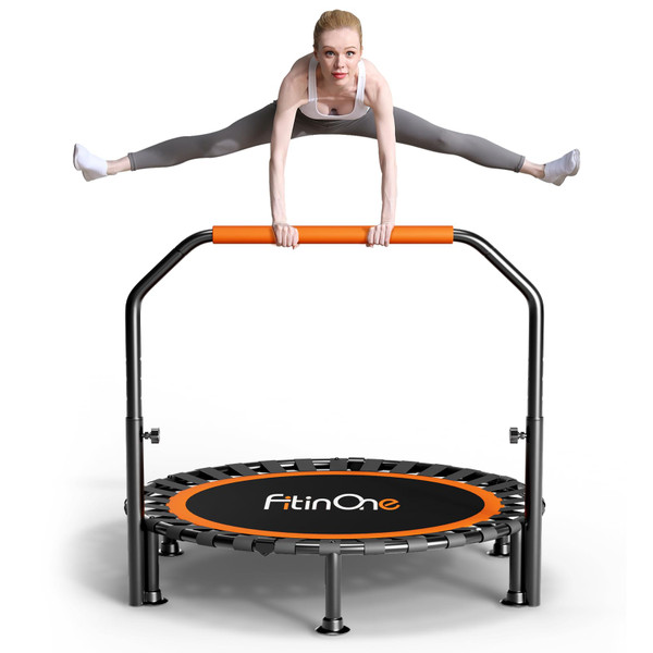40"/48" Foldable Mini Trampoline Load 450lbs,Portable Exercise Rebounder Trampoline with Adjustable Foam Handle,Fitness Trampoline for Adults and Kids (48 in with handrail) 40"/48" Foldable Mini Trampoline Load 450lbs,Portable Exercise Rebounder Trampoline with Adjustable Foam Handle,Fitness Trampoline for Adults and Kids (48 in with handrail)