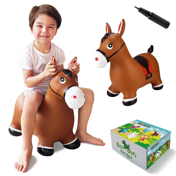 HotMax Bouncy Horse, Inflatable Bouncing Animals Hopper for Toddlers or Kids, Ride on Rubber Jumping Toys for Boy or Girl Birthday Gift (Horse) HotMax Bouncy Horse, Inflatable Bouncing Animals Hopper for Toddlers or Kids, Ride on Rubber Jumping Toys for Boy or Girl Birthday Gift (Horse)
