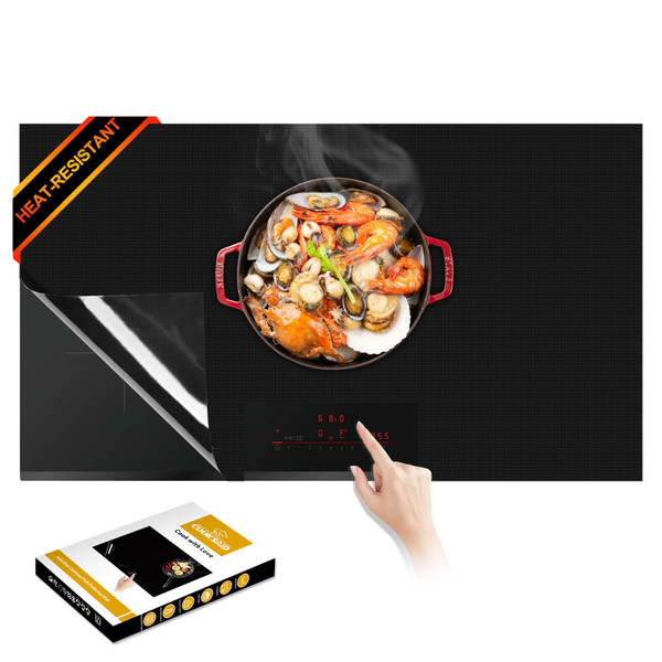 Cook's Aid Newly-Upgraded Silicone Induction Cooktop Protector Cover Stove Mat 21.2" x 35.4" (Magnetic) | 300°C (572°F) Heat-Resistant | Power Boost Compatible | Prevents Pot Sliding & Scratches (3)