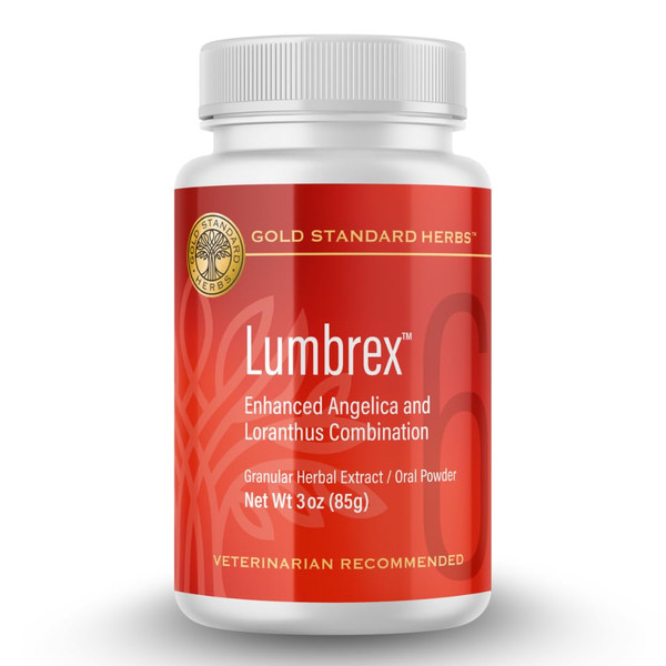 Lumbrex Joint Pain and Stiffness Relief for Dogs by Gold Standard Herbs, All Natural Angelica Root and Loranthus, 85 gram powder, White