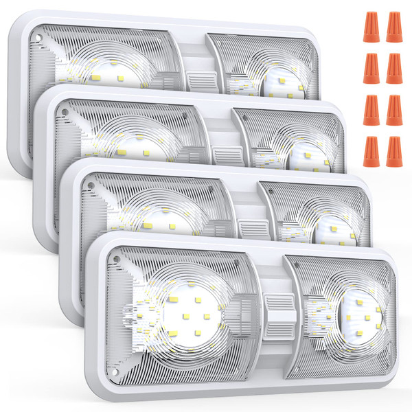 Aaleds RV Lights Interior, 12 Volt Led Lights 1000LM, Camper Lights 8W, RV Led Lights Interior Fixtures 12V, RV Ceiling Dome Light with Switch for RV/Camper/Trailer/Boat/Car (Natural White, 4Pack).