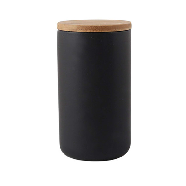 Ceramic Food Storage Jar Canister With Airtight Wooden Lid, Modern Design