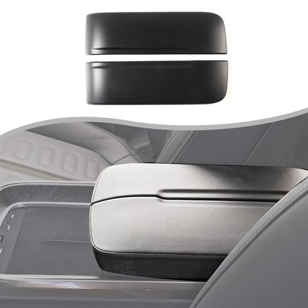 Car Central Control Armrest Protective Cover Compatible with Rivian R1T R1S 2022-2025 ABS Central Control Armrest Cover Waterproof Anti-Scratch Armrest Protector Pad (Matt Black)