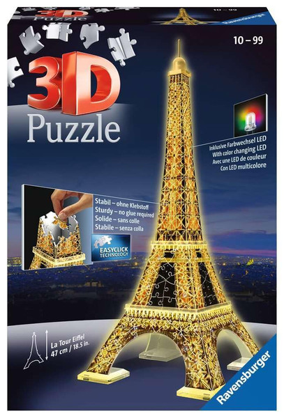 Ravensburger Eiffel Tower - Night Edition | 216-Piece 3D Jigsaw Puzzle for Kids and Adults | Precision Fit with Easy-Click Technology | Displayable & Durable Model | Over a Century of Quality Ravensburger Eiffel Tower - Night Edition | 216-Piece 3D Jigsaw Puzzle for Kids and Adults | Precision Fit with Easy-Click Technology | Displayable & Durable Model | Over a Century of Quality