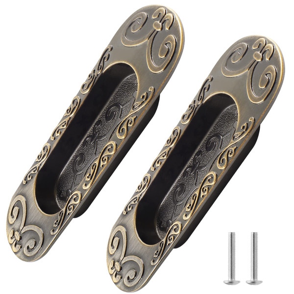 Biaungdo 2 Pcs Recessed Flush Handles,Antique Bronze,147mm/5.78"