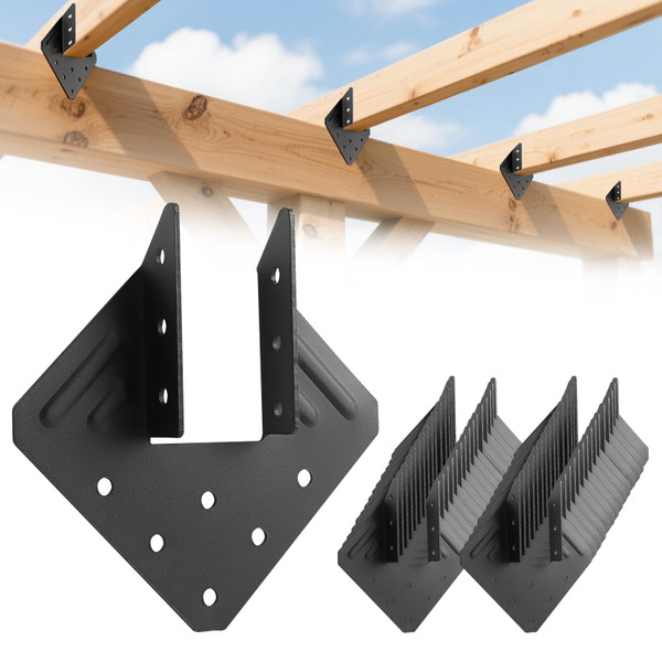 30 Pcs 14-Gauge Heavy Duty Hurricane Ties, Black Joist Hangers