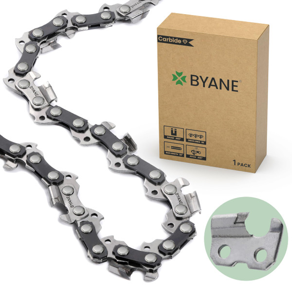 BYANE 20-Inch Carbide Chainsaw Chain .325" Pitch .050" Gauge 80 Drive Links