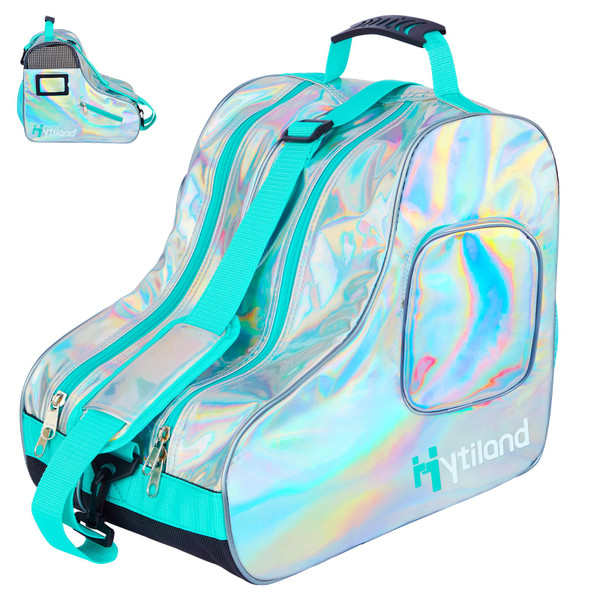 Roller Skate Bag Inline Skates Bag Stylish Plain Holographic Fashion Model Spacious Big Capacity Ice Skate Bag Breathable Mesh Waterproof & Durable Figure Skating Bag For Women And Youth (Silver) Roller Skate Bag Inline Skates Bag Stylish Plain Holographic Fashion Model Spacious Big Capacity Ice Skate Bag Breathable Mesh Waterproof & Durable Figure Skating Bag For Women And Youth (Silver)