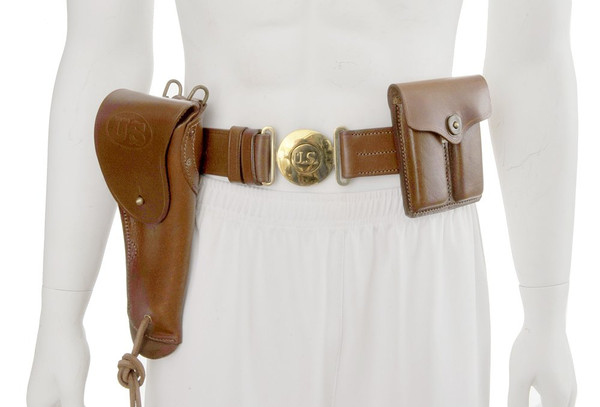 Officers Leather Belt Set with 1916 1911 Holster and .45 Magazine Pouch