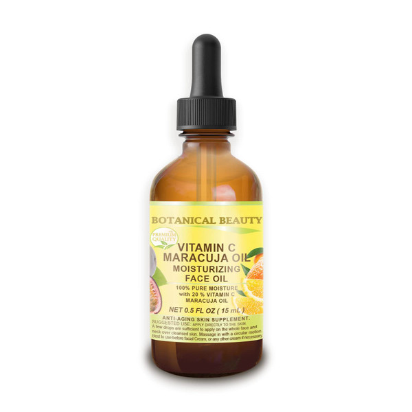 Botanical Beauty VITAMIN C MARACUJA Oil. Moisturizing Face Oil. Anti-aging, regenerating and nourishing. 20% Vitamin C and 100% Pure Maracuja Oil. 0.5 Fl. Oz - 15 ml Botanical Beauty VITAMIN C MARACUJA Oil. Moisturizing Face Oil. Anti-aging, regenerating and nourishing. 20% Vitamin C and 100% Pure Maracuja Oil. 0.5 Fl. Oz - 15 ml