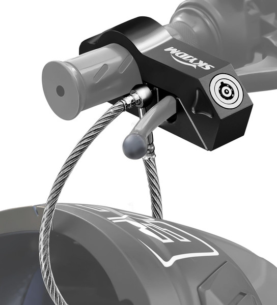 SKYJDM Motorcycle & Helmet Anti-Theft Grip Lock Combo, Black