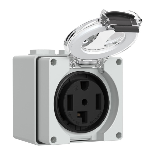 Muelnmey 30Amp Power Outlet Box,125/250Volt NEMA 14-30R Receptacle Outdoor dustproof and Weatherproof for Electric Vehicles, RV,Electric Dryers,No Grounding,etc.ETL Listed.