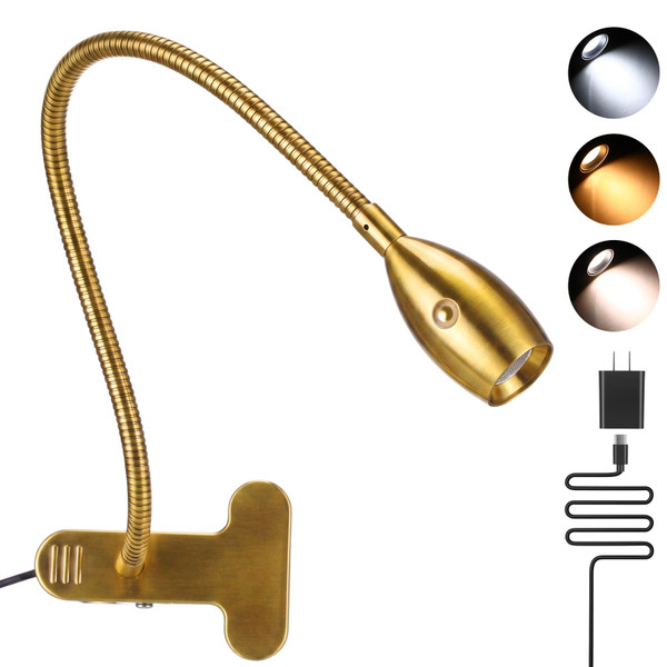 VIHOSE 1 Pcs Clip on Reading Light for Dorm Bed Headboard, Gold