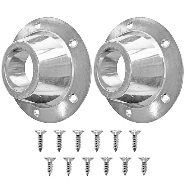 2 Pack RV Table Base Mount - 2 1/8 inch Aluminum Pedestal Table Base Flange - Camper Table Leg Base Mount- Table Floor Mounting Base Plate, 6 Mounting Holes, Screws, Suitable for RV or Camper Van