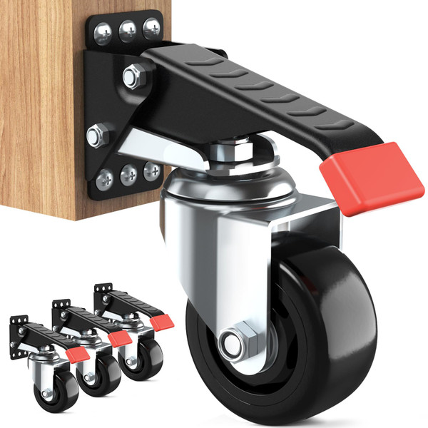 SPACEKEEPER Workbench Casters kit 920 Lbs Retractable Casters Heavy Duty Bench Caster Wheels Side Mounted Retractable Workbench Wheels Designed for Workbenches Machinery & Tables, 4 Pack SPACEKEEPER Workbench Casters kit 920 Lbs Retractable Casters Heavy Duty Bench Caster Wheels Side Mounted Retractable Workbench Wheels Designed for Workbenches Machinery & Tables, 4 Pack