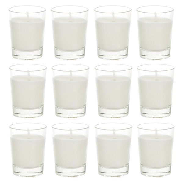 Mega Candles 12 pcs Unscented Glass White Container Candle, Mini Party Light 5 Hour Burn Time 1.5 Inch x 1.75 Inch, Home Décor, Wedding Receptions, Occasions, Events, Festivities, Meditations, Prayers