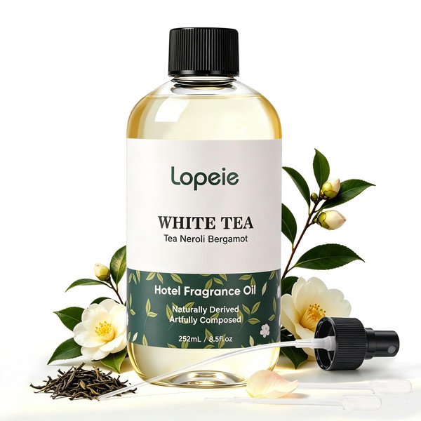 Lopeie White Tea Diffuser Oil – Essential Oil for Diffuser, Air Freshener & Room Spray – Long-Lasting with Notes of Tea, Neroli & Bergamot – Hotel Scent for Ultrasonic & Waterless Diffusers, 8.5 fl.oz