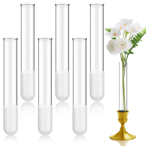 Ninehaoou 6 Pack 5.9" Glass Bud Vase Taper Candle Holder