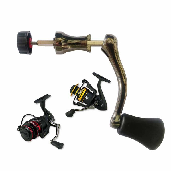 Fishing Rotating Reel Handle, Fishing Reel knob Power Handle, All-Metal Metal arm Grip for Spinning Reel Replacement Grip Parts, Middle Size Type 1000-4000