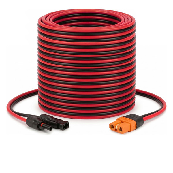 MOOKEERF Solar to XT60i Cable 10AWG 35FT Solar Panel to XT60i Adapter Connector XT60i-F Extension Cable for Portable Power Station Generator