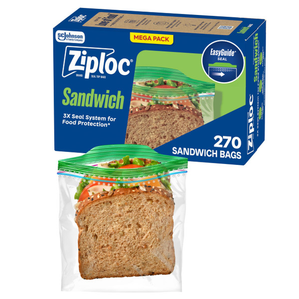 Ziploc Sandwich & Snack Bags, Food Storage, Easy Open & Close, 270 Count