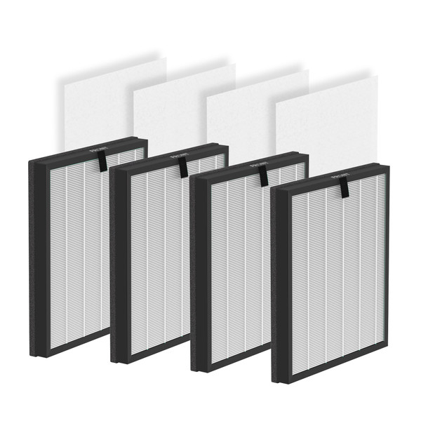 4 Pack HY4866 True HEPA Filters Replacement with Extra Pre-filter