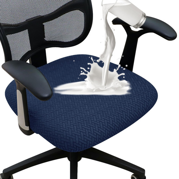 FORCHEER 100% Waterproof Office Chair Seat Cover 20x20 Jacquard Strechable Computer Desk Chair Seat Cushion Slipcover 1 Piece Washable-Navy