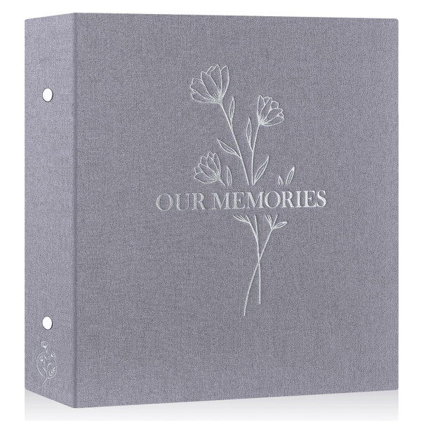 Lanpn Photo Album 4x6 1000 Pockets, Extra Large Big Capacity Linen OUR MEMORIES Hardcover Large Photo Book Photobook that Holds 1000 Vertical and horizontal Pictures Grey