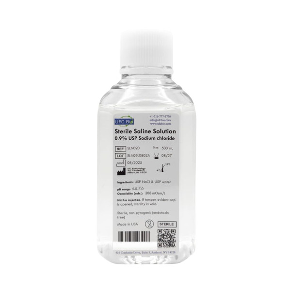 Sterile Saline Solution 0.9% – USP Grade - Multi-Use Wound Wash, Piercing & Tattoo Aftercare – Made in USA - 500 mL