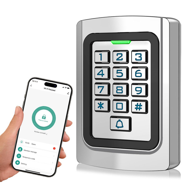 WiFi Access Control Keypad, 12V DC Stand-Alone Wireless Tuya Door Keypad