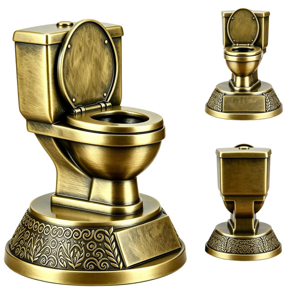 YUJUE Gold Toilet Bowl Trophy -6 Inch,Fantasy Football Loser Trophy, Toilet Seat Last Place Trophy Award, Loser Trophy Prize Gift for Tournaments, School Competitions, Sports Events Teams