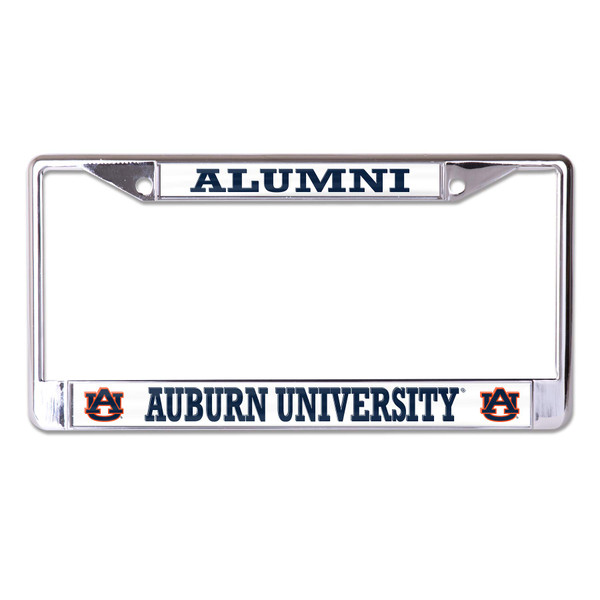Auburn University Alumni On White Chrome License Plate Frame Auburn University Alumni On White Chrome License Plate Frame