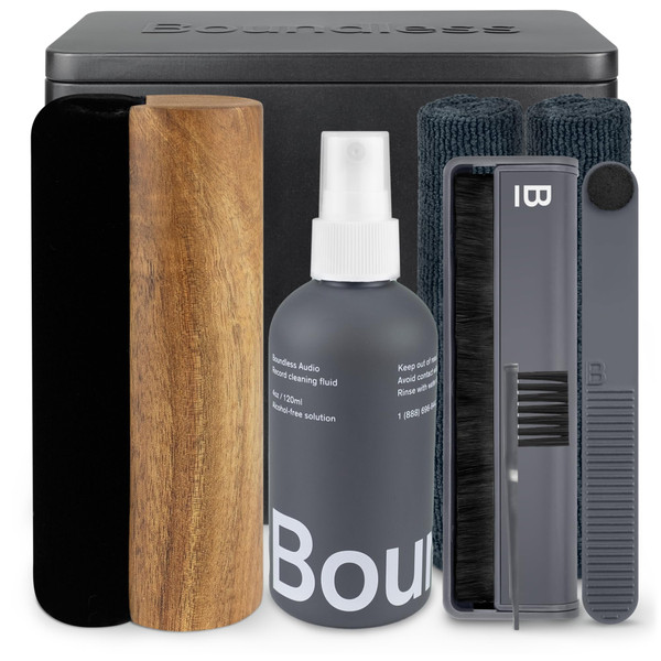 Boundless Audio Vinyl Record Cleaning Kit - 8-in-1 Brushes, Cloths & Case
