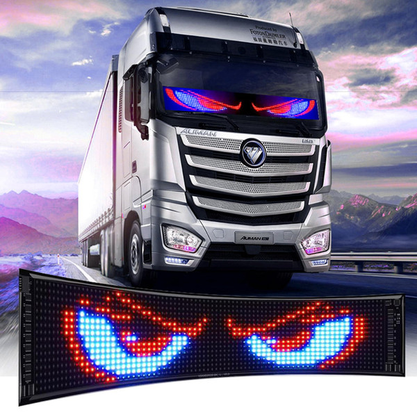 Devil Eyes Light for Cars, 69.4''x7.6'' Super Large Flexible LED Display, USB Programmable Dynamic Big Eye Lights for Windshield, Bluetooth APP Control, Ideal for Commercial Trucks and Large Vehicles