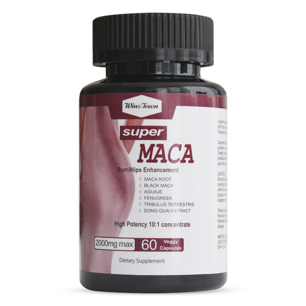 Wins Town Super Maca Capsules, Hips Enhancement Supplements, 60 Ct